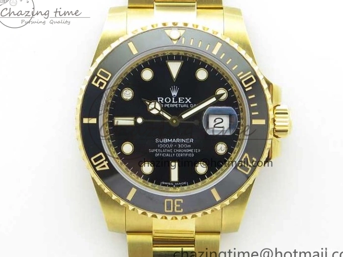LN A2836 YG Dial Best Edition Wrapped Wrapped Bracelet Submariner Black 116618 D1F YG on 0207